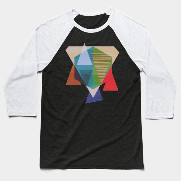 Colorful Geometric Art Baseball T-Shirt by AlondraHanley